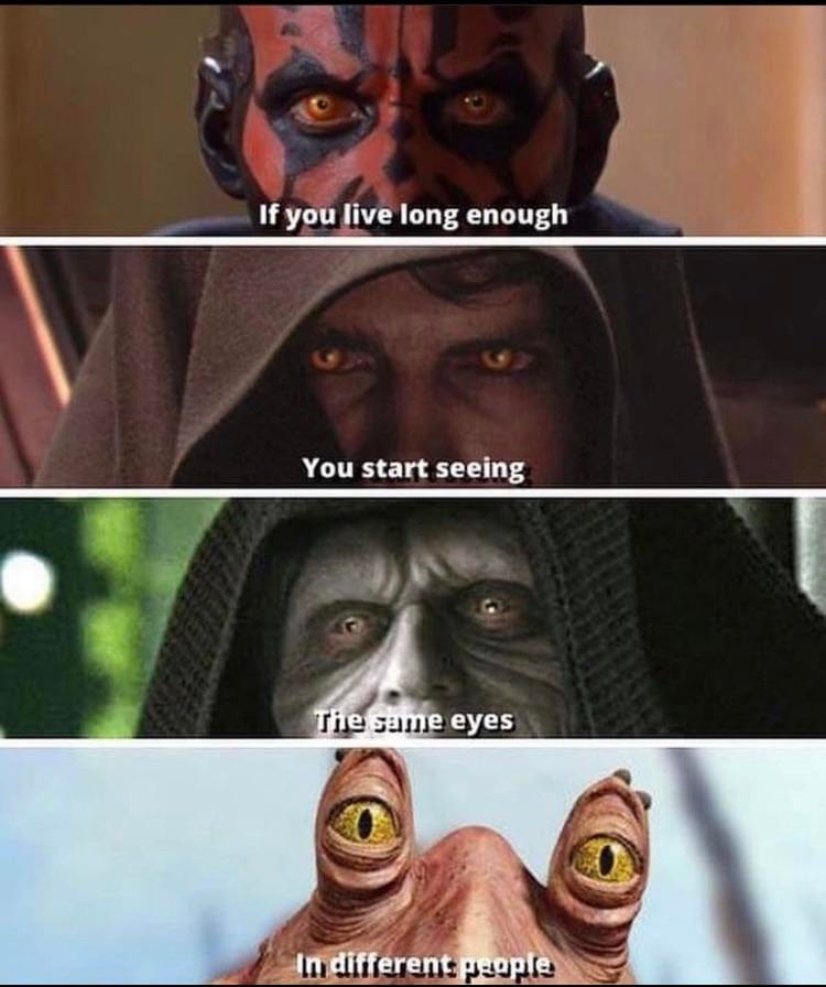 This meme is a humorous take on the Star Wars character Anakin Skywalker's infamous line "If you're not here to see what's going to happen to me, then you're here because you want a part of the job done." However, it's been reimagined to be a joke about a character's vision loss. The text "If you live long enough" is shown above a picture of a character, with the caption "You'll go blind" written below.